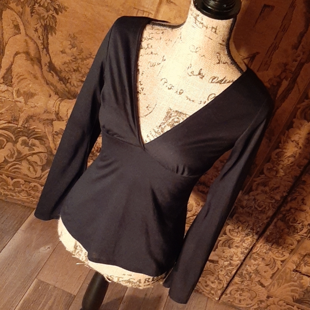 NWT Mixik Black Deep V Shirt